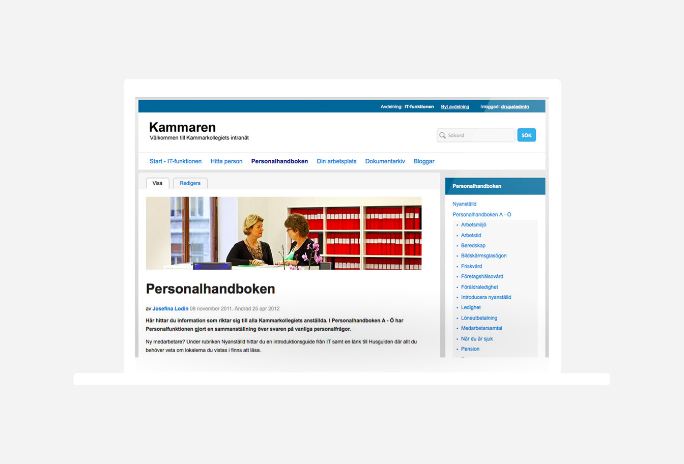 Kammarkollegiet Intranät Drupal Exempel