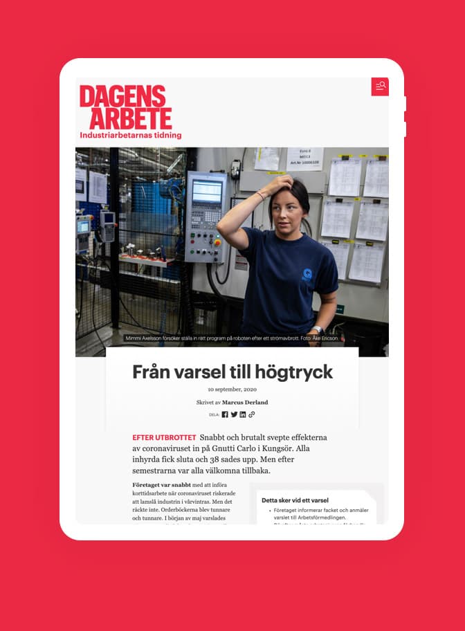 Dagens Arbete webbplats Ipad