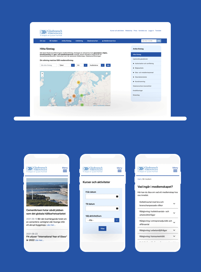 Glasbranschföreningen webbplats