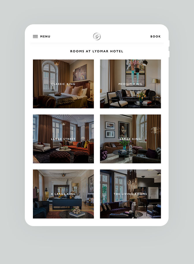 Lydmar Hotel website in tablet